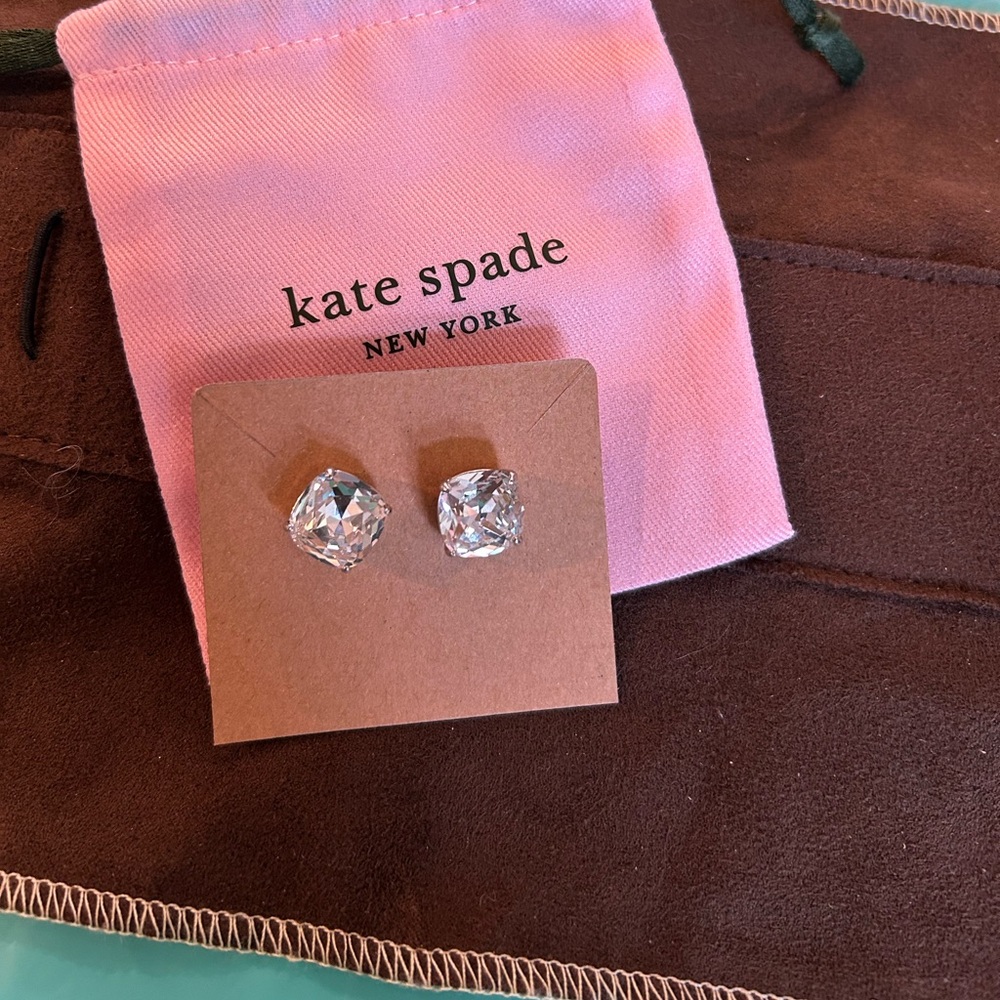 Kate Spade clear crystal square stud pierced earrings